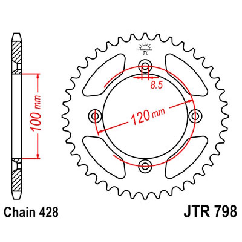 Купить Звездочка задняя JT Sprockets (шаг 428 ) JT JTR798